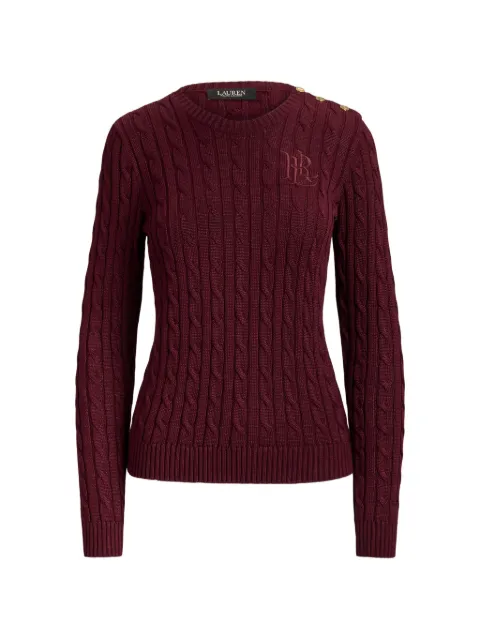 Lauren Ralph Lauren buttoned-shoulder cable-knit sweater Red 200P14039