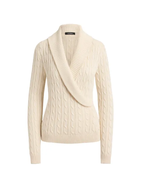 Lauren Ralph Lauren cable-knit shawl-collar sweater Neutrals 200P14042003