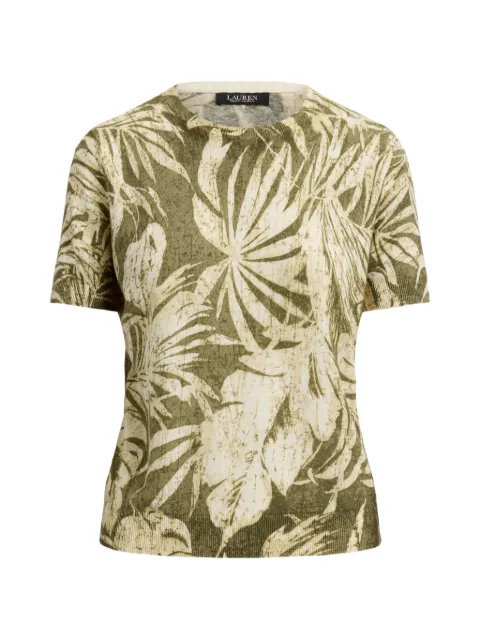 Lauren Ralph Lauren palm-frond-print short-sleeve sweater Green 200P13974