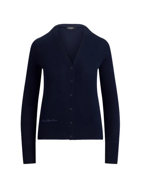 Lauren Ralph Lauren V-neck embroidered-logo cardigan Blue 200B22260