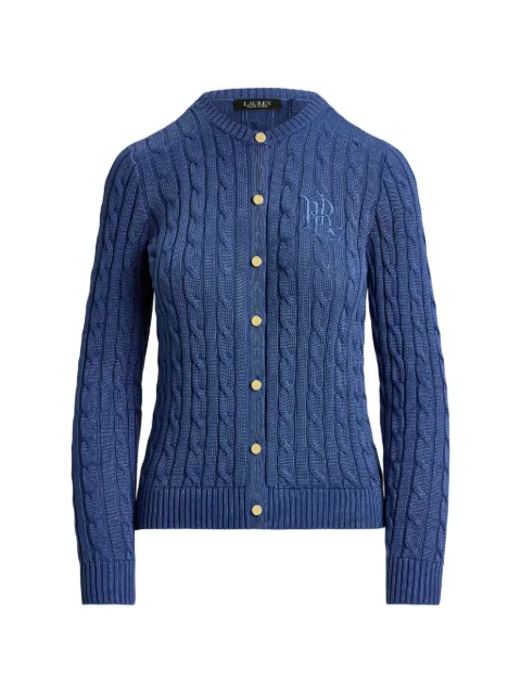Lauren Ralph Lauren cable-knit logo-embroidered cardigan Blue 200P14040