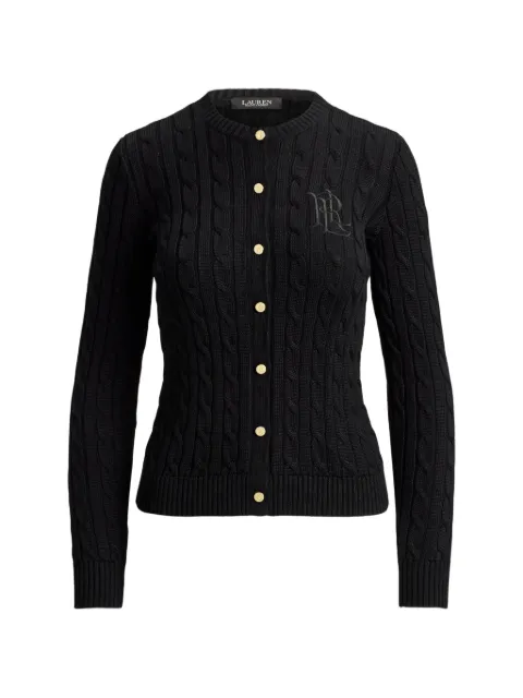 Lauren Ralph Lauren cable-knit embroidered-logo cardigan Black 200P14040
