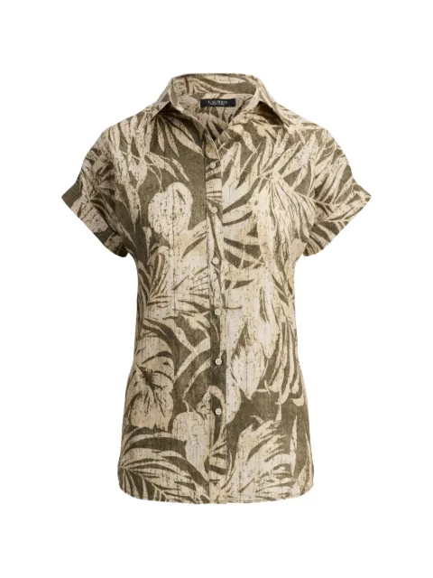 Lauren Ralph Lauren palm-frond print linen shirt Green 200P13839
