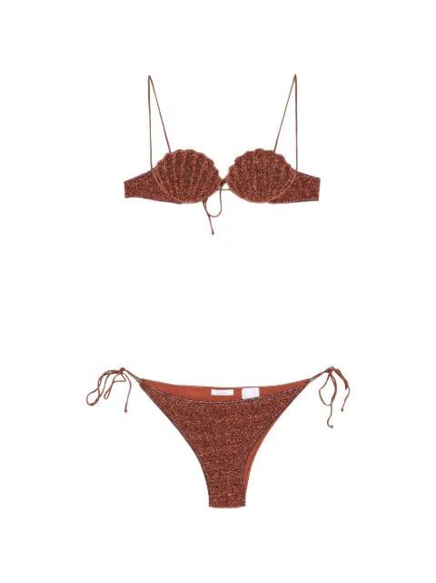Oséree Lumierè flitter-effect swimsuit Brown LWF257