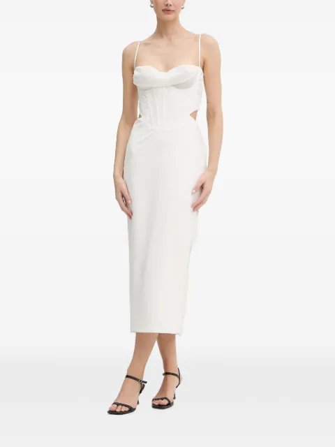 Bardot cut-out corset midi-length dress White 58535DB