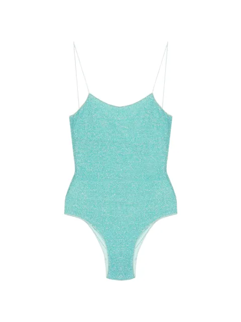 Oséree glitter-detail scoop-neck swimsuit Blue LIS601