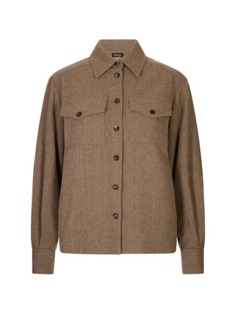 Kiton pinstripe-pattern flap-pocket shirt Neutrals D54434K0588I