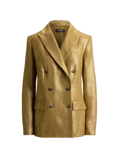 Lauren Ralph Lauren foiled double-breasted blazer Gold 200P13993