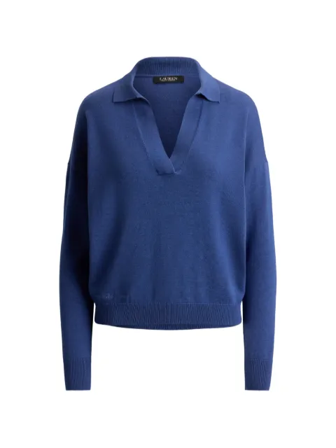 Lauren Ralph Lauren ribbed Johnny collar sweater Blue 200P14056