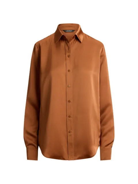Lauren Ralph Lauren satin charmeuse shirt Brown 200P13808