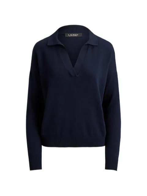 Lauren Ralph Lauren Johnny-collar embroidered-logo sweater Blue 200P14056
