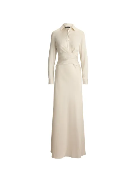 Lauren Ralph Lauren pleated crisscross-waist maxi gown Neutrals 253P13736