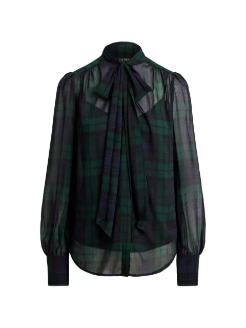 Lauren Ralph Lauren tartan-print pussy-bow blouse Blue 200B27683