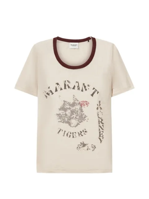 MARANT ÉTOILE printed linen T-shirt Neutrals TS0016FAD3N06E