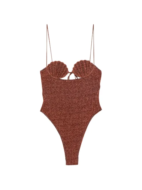 Oséree Lumière Shell cutout swimsuit Brown LMF257