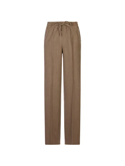 Kiton pinstripe drawstring trousers Brown D48122K0588I