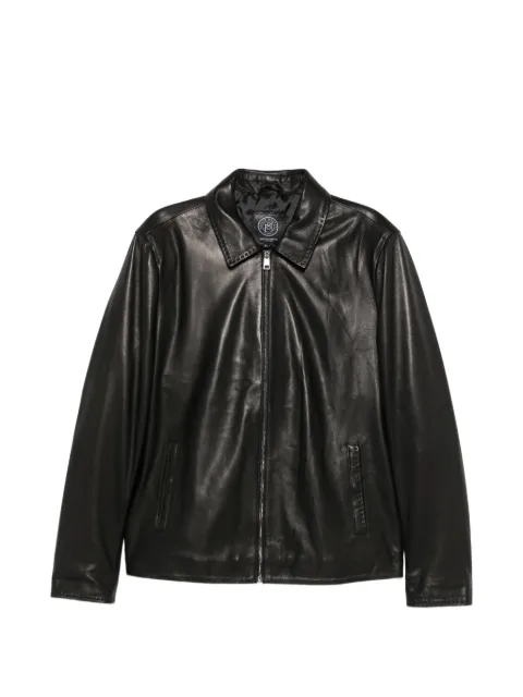 SERGIO MORETTI FIRENZE whipstitch-trim leather jacket Black 604725201