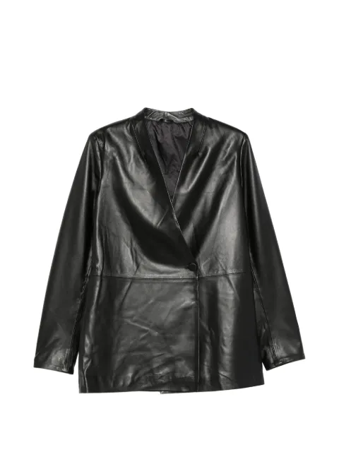 ADRIANNA FERETTI leather wrap-design jacket Black 662926206