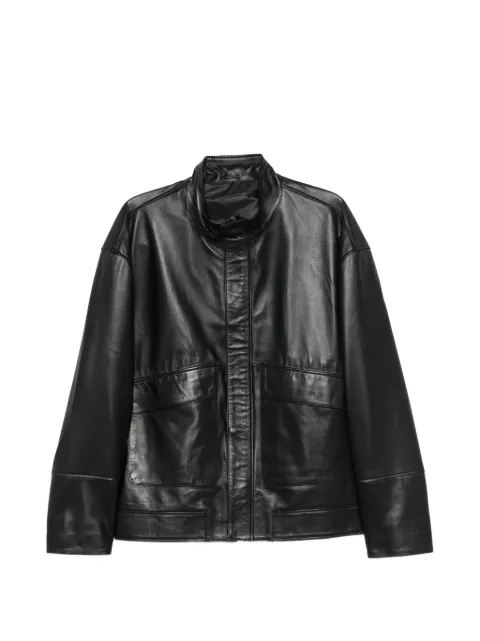 SERGIO MORETTI FIRENZE high-neck leather jacket Black 662926210