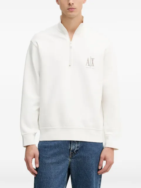 Armani Exchange logo-embroidered quarter-zip sweater White XM000370AF10818