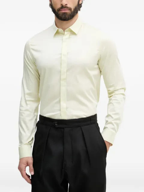 Armani Exchange logo-embroidered long-sleeve shirt Yellow 8NZCBDZN10Z