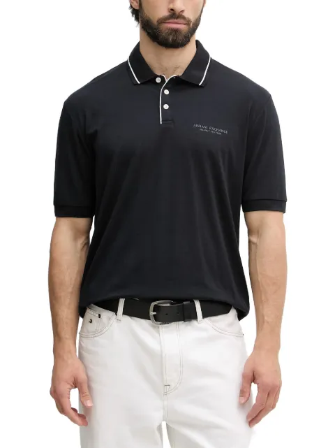 Armani Exchange logo-print contrast-trim polo shirt Blue XM001557AF10363