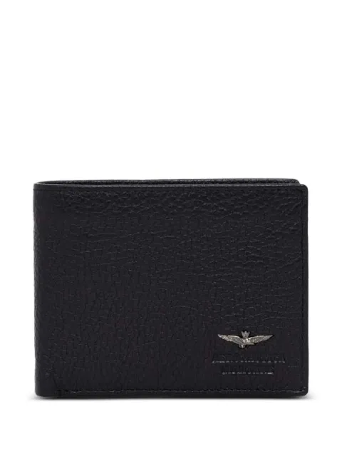 Aeronautica Militare logo-plaque bifold wallet Black AM182