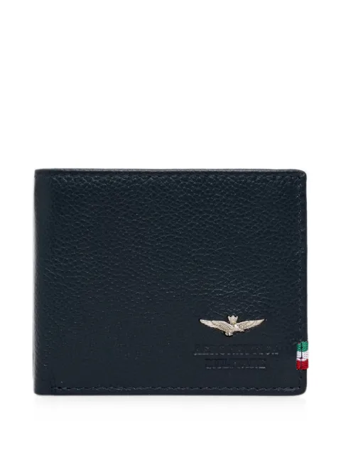 Aeronautica Militare logo-plaque bifold wallet Blue AM101