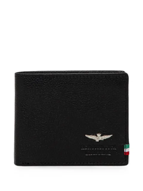 Aeronautica Militare logo-plaque bifold wallet Black AM101