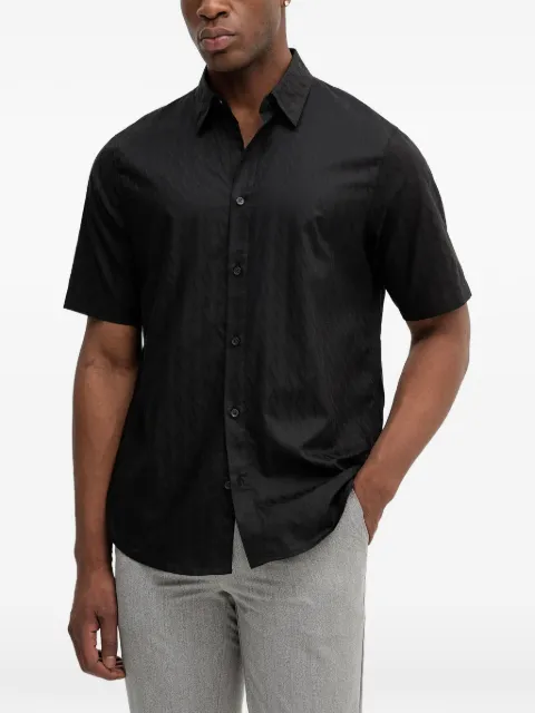 Armani Exchange logo-jacquard short-sleeve shirt Black XM001935AF16631