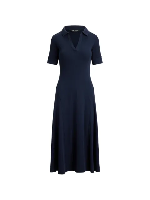 Lauren Ralph Lauren rib-knit elbow-sleeve polo midi dress Blue 200P14037