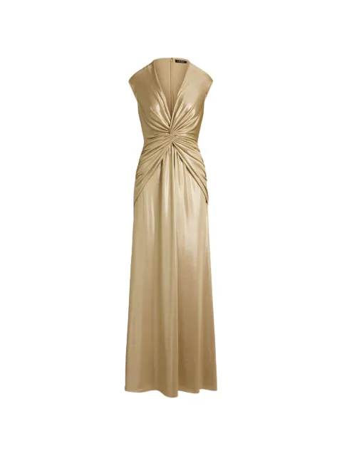 Lauren Ralph Lauren twist-front cap-sleeve maxi gown Gold 253P13998