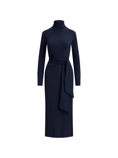 Lauren Ralph Lauren tie-front turtleneck midi dress Blue 200980028