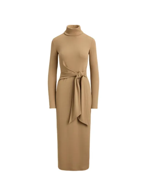 Lauren Ralph Lauren tie-front turtleneck midi dress Brown 200980028
