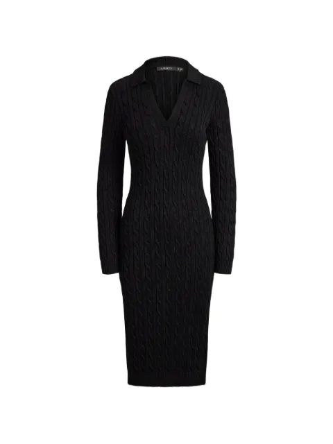 Lauren Ralph Lauren cable-knit long-sleeve midi dress Black 200B34422