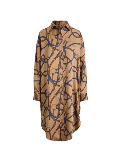 Lauren Ralph Lauren belting-print twill midi shirt dress Brown 200B32840