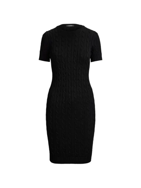 Lauren Ralph Lauren cable-knit short-sleeve sweater mini dress Black 200933251