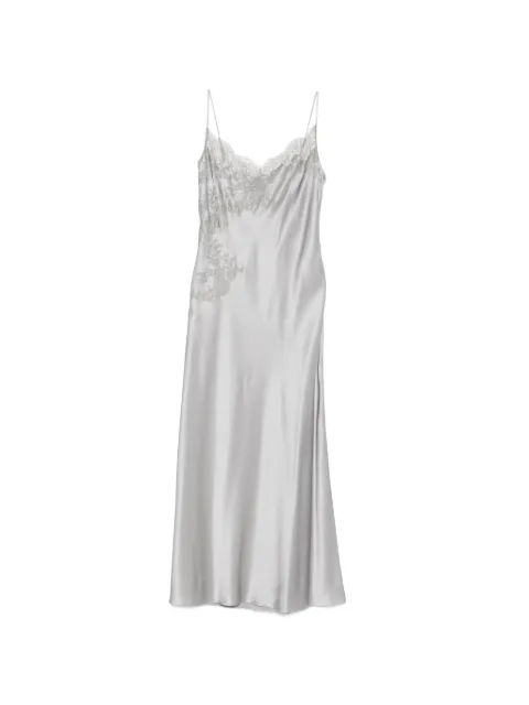 Carine Gilson lace-trim silk nightdress Grey CR0251GEW26PLBGRI