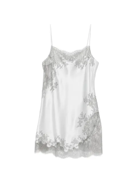 Carine Gilson lace-trim silk nightdress Grey CR0400AEW26GRGGRI