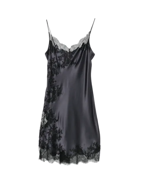 Carine Gilson lace-trim silk nightdress Blue CR0391SEW26NDGBLK