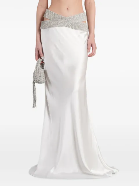 Nuè crystal-embellished cut-out skirt White 2301SK001