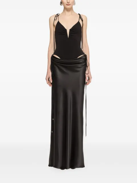 NISSA draped satin maxi dress Black RS16575