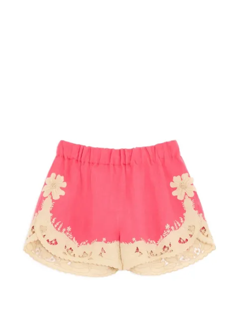 Valentino Garavani embroidered Couture linen shorts Pink BRF370ABW