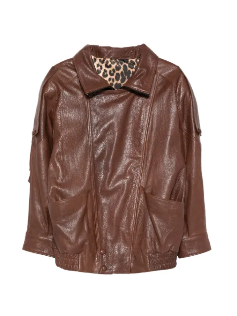 ADRIANNA FERETTI zip-up leather jacket Brown 662926201