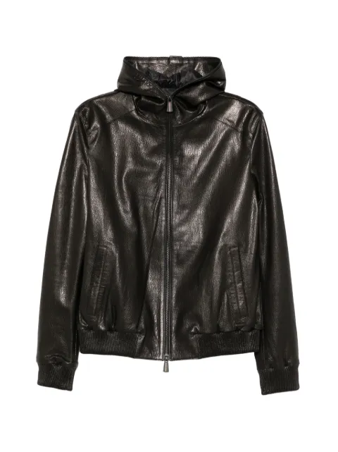 SERGIO MORETTI FIRENZE hooded leather jacket Black 662926208