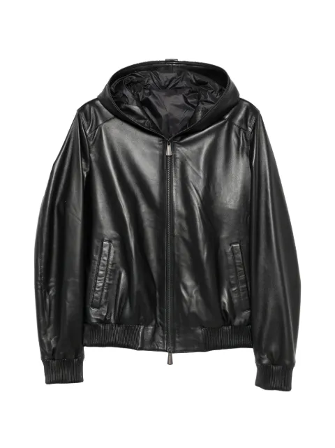 SERGIO MORETTI FIRENZE hooded leather jacket Black 662926207