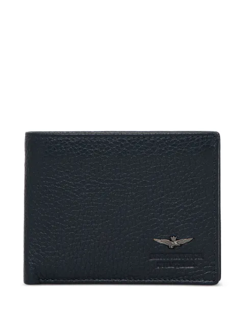 Aeronautica Militare logo-plaque bifold wallet Blue AM181