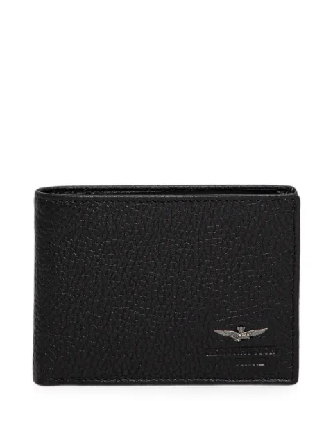 Aeronautica Militare logo-plaque bifold wallet Black AM181