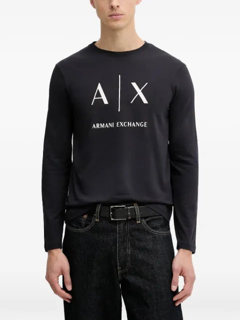 Armani Exchange logo-print long-sleeve T-shirt Black XM002684AF10356