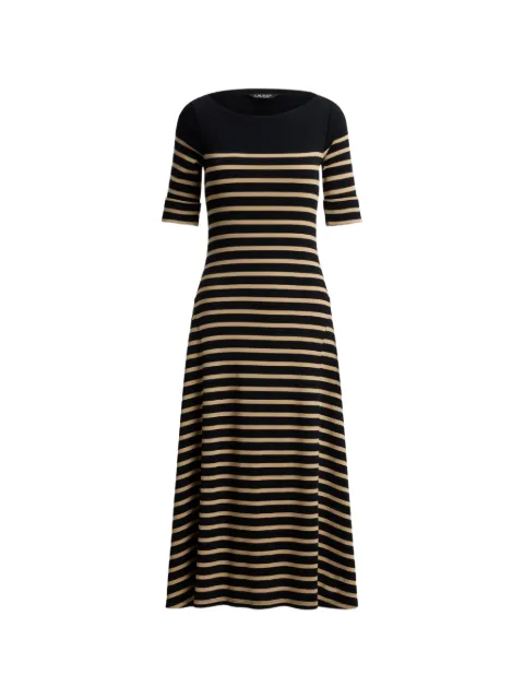 Lauren Ralph Lauren Breton-stripe ribbed midi dress Black 200P13928